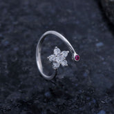 925 Pure Silver  Flower  Adjustable Women Rings